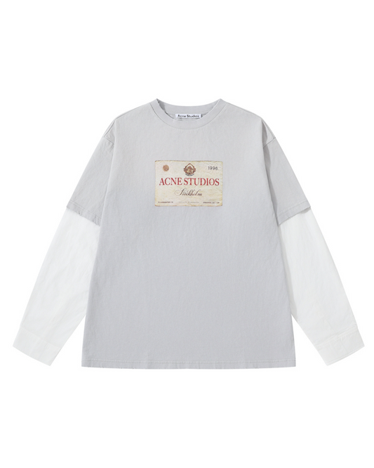 Acne Studios Layered Print T-shirt - "Light Grey"