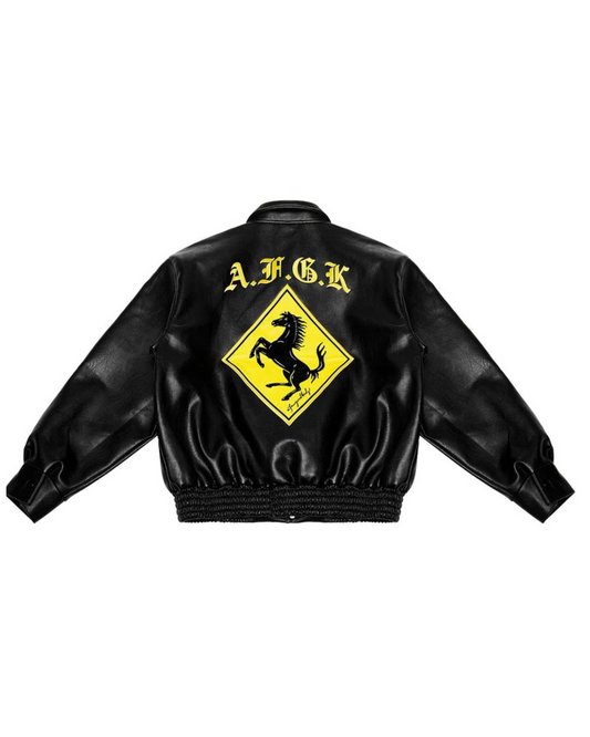 A Few Good Kids Racing Leather Jacket - "Black"
